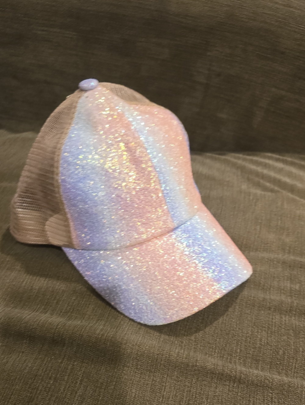 NWT C.C Glitter Pastel Pink & Light Blue Ponytail Trucker Hat - Unicorn 🦄